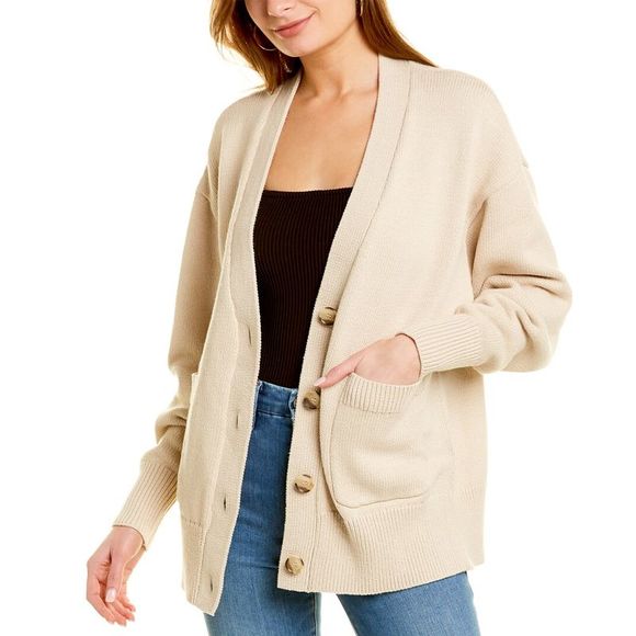 GOOD AMERICAN Sweaters - Good American Womens  Chunky Oversized Cardigan, Brown